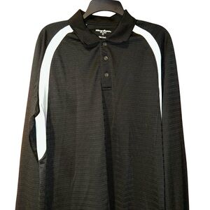 Tommy‎ Armour Mens Dri-Logic Black Long Sleeve Golf Polo Shirt Large Wicking